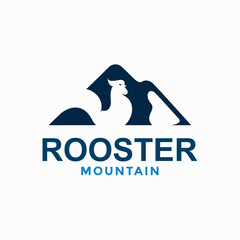 rooster mountain simple logo in negative space