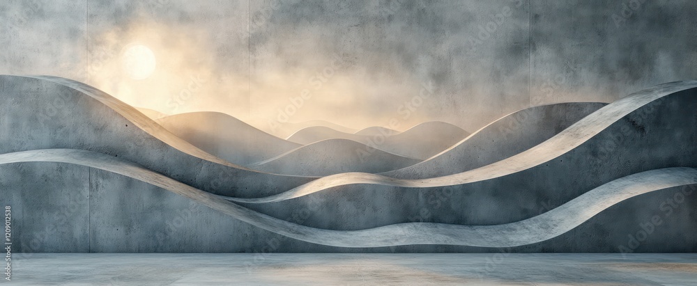 Poster Abstract Composition of Overlapping Circles with Minimalist Style and Soft Diffused Lighting on Light Gray Background