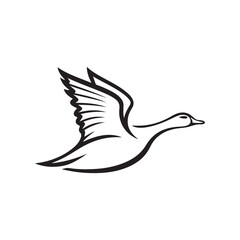 A flaying goose vector outline silhouette illustration