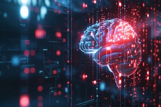 Neural interface technology links brain activity to computational systems in a futuristic setting showcasing advanced connectivity and data exchange