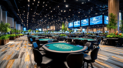 serene poker room with dim lighting and focused play creates inviting atmosphere