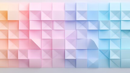 Obraz premium Abstract pastel geometric background with squares and triangles in gradient colors of pink and blue