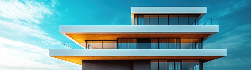 Obraz premium Modern Residential Apartment Building with Clean Design and Bright Lighting