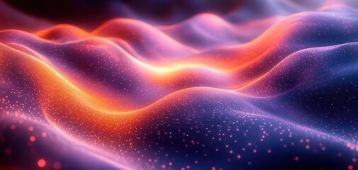 Fototapeta premium 3D Digital Landscape with Neon Colors and Mesh Structure Illuminating Data Flow and Cyber Innovation