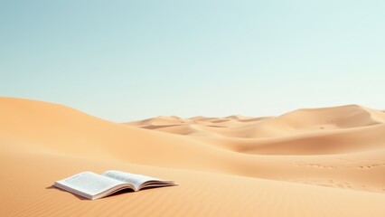 Landscape Magazine Mockup,  Photorealistic mag on sand dunes clear sky desert landscape.