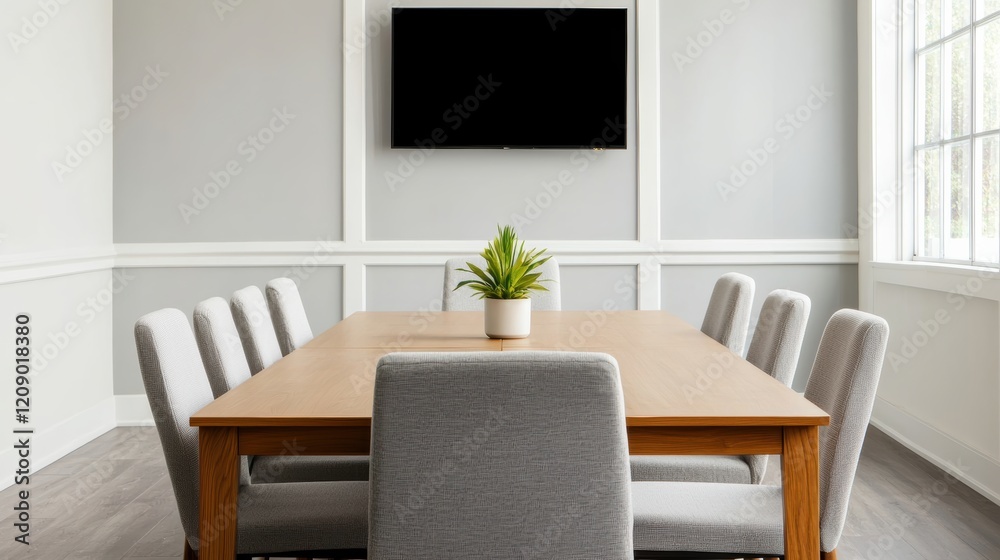 Aufkleber modern meeting room with large table and tv screen creating professional environment