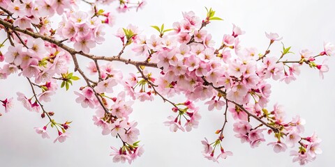 Minimalist Cherry Blossom Tree Top View PNG, High-Resolution Spring Bloom Image,  Front View Cherry Tree, Alpha Channel Background,  Isolated Cherry Branches