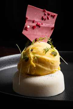 mousse pastry on the black background