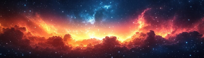 Fototapeta premium Patriotic 4th of July Background with Watercolor Stars and Red White Blue Gradient