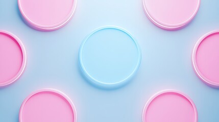 Colorful Circular Tokens on Soft Gradient Background with Pink and Blue Hues for Modern Design Concepts