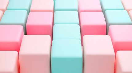 Fototapeta premium Colorful Cubes in Pastel Shades of Blue and Pink Arranged in an Abstract Geometric Pattern for Creative Design