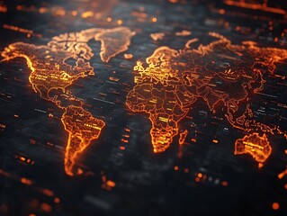 Glowing digital world map. (4)