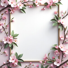Beautiful floral frame with cherry blossoms perfect for spring celebrations and announcements