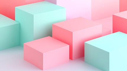 Obraz premium Colorful geometric blocks in soft pastel shades creating an abstract background for modern design projects