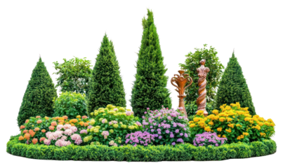 PNG Flowers garden sculpture colorful.