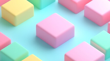 Fototapeta premium Colorful Geometric Shapes on Soft Background in Pastel Shades for Creative Design and Modern Art Projects