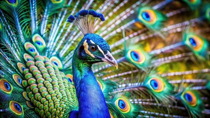 Obraz premium Peacock Mating Season Tail Feathers Display - Stunning Candid Wildlife Photography
