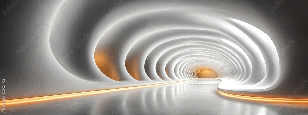 Aufkleber minimalist architectural scene with white curves and soft lighting for modern design