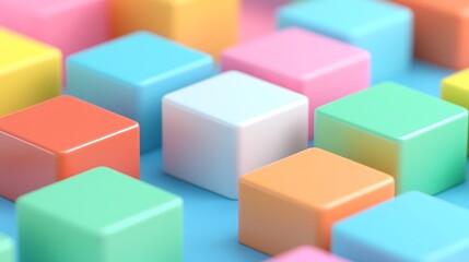 Obraz premium Colorful Plastic Blocks on a Soft Background for Playful and Creative Concepts in Design and Education