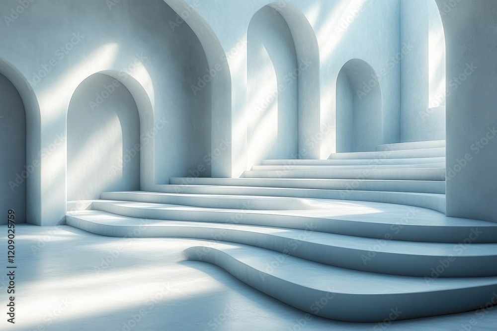 Aufkleber minimalist architectural space with geometric shapes and soft lighting