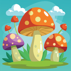 Mushrooms cartoon style vector illustration 