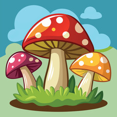 Mushrooms cartoon style vector illustration 