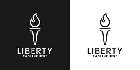 Liberty torch statue logo icon design template