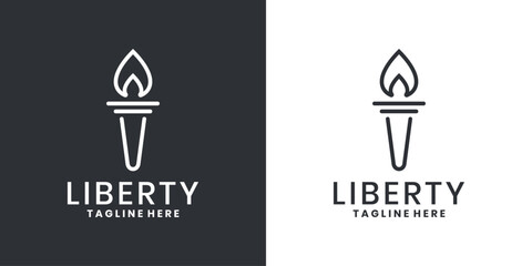 Liberty torch statue logo icon design template
