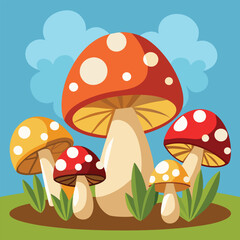 Mushrooms cartoon style vector illustration 