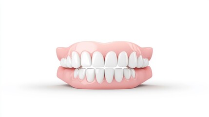 Fototapeta premium Realistic Model of Human Teeth and Gums on White Background for Dental Education, Medical Illustration, or Scientific Presentation Purposes in Stock Photography