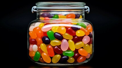 Colorful Jelly Beans in Glass Jar