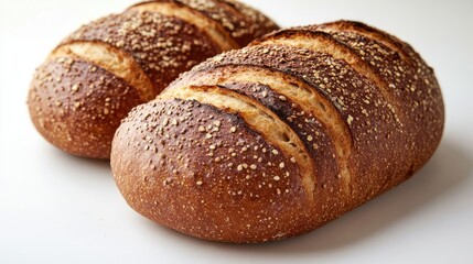 Naklejka premium Artisan loaves, baked, studio, white background, recipe