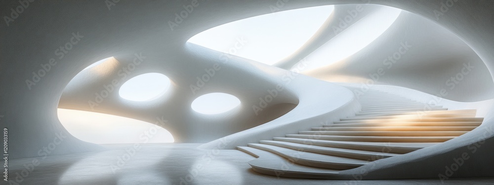 Leinwandbilder minimalist abstract architecture background with white curves and soft lighting