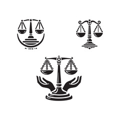 Justice Scales Icons Silhouette vector art illustration