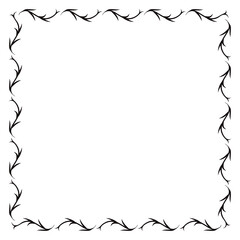 Decorative Square Frame Floral Pattern Black Hand-Drawn Vector Illustration Isolated on White background