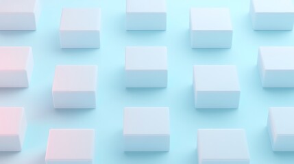 Obraz premium Minimalist arrangement of white geometric blocks on a soft blue background for modern design concepts