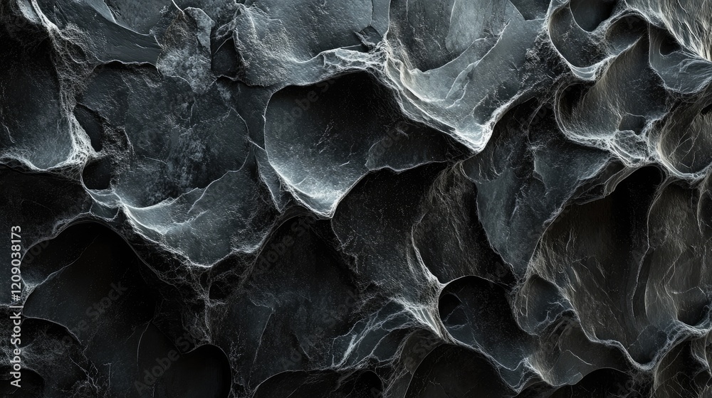 Poster organic black stone surface with unique textural patterns for background and design use