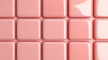 Fototapeta premium Pink Glossy Square Tiles Arrangement for Interior Design and Background Use