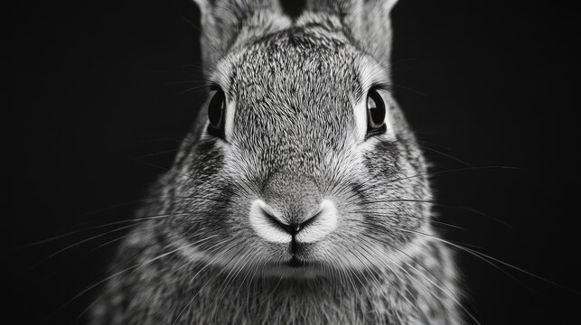 Close-up portrait of a mountain hare showcasing its features in a natural wildlife setting with a focus on its expressive face