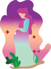 Happy pregnancy pretty pregnant woman, Pregnant Women Illustrations Vector