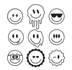 Emoji Smiley Face Vector Line Stroke, Set of emoticons emoji vector
