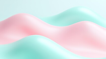Soft Abstract Waves of Pastel Pink and Mint Green Creating a Calm and Serene Background for Design Projects