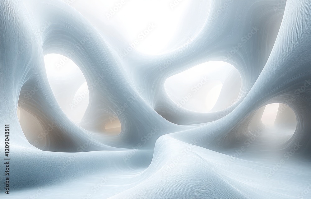 Aufkleber Minimalist Abstract Artwork Flowing Curves Soft Lighting Graphic Design