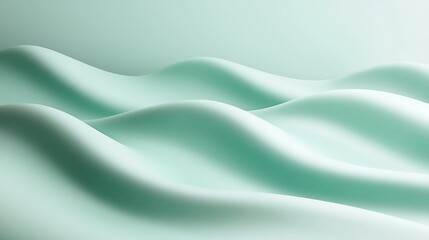 Fototapeta premium Soft Curved Waves in Gentle Mint Tones Creating a Serene and Modern Abstract Background