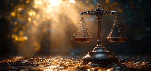 Justice and Law Concept with Gavel and Scales of Justice in Dramatic Still Life