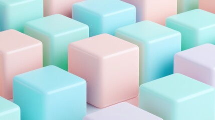 Obraz premium Soft Pastel Colored Cubes Arranged in a Geometric Pattern for Background or Design Use