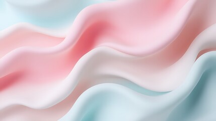 Obraz premium Soft Pastel Fabric Waves in Light Blue, Pink, and White Colors with Smooth Flowing Texture for Background Use