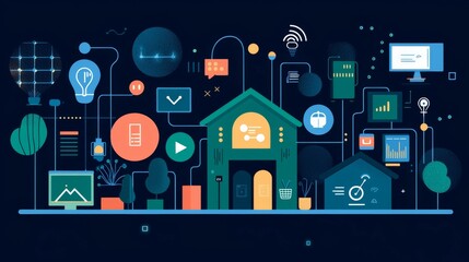 Smart Home Technology Connected House with IoT Devices and Renewable Energy