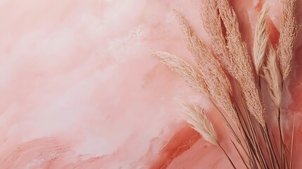 Dried Pampas Grass on a Pink Background