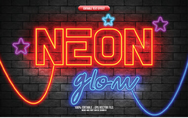 Neon Glow 3D editable text effect